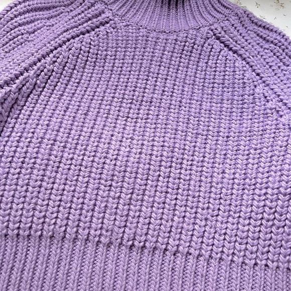 H&M Purple Chunky Knit Mock Turtleneck Knit Sweater, Women’s Medium (8-10) - Picture 6 of 8